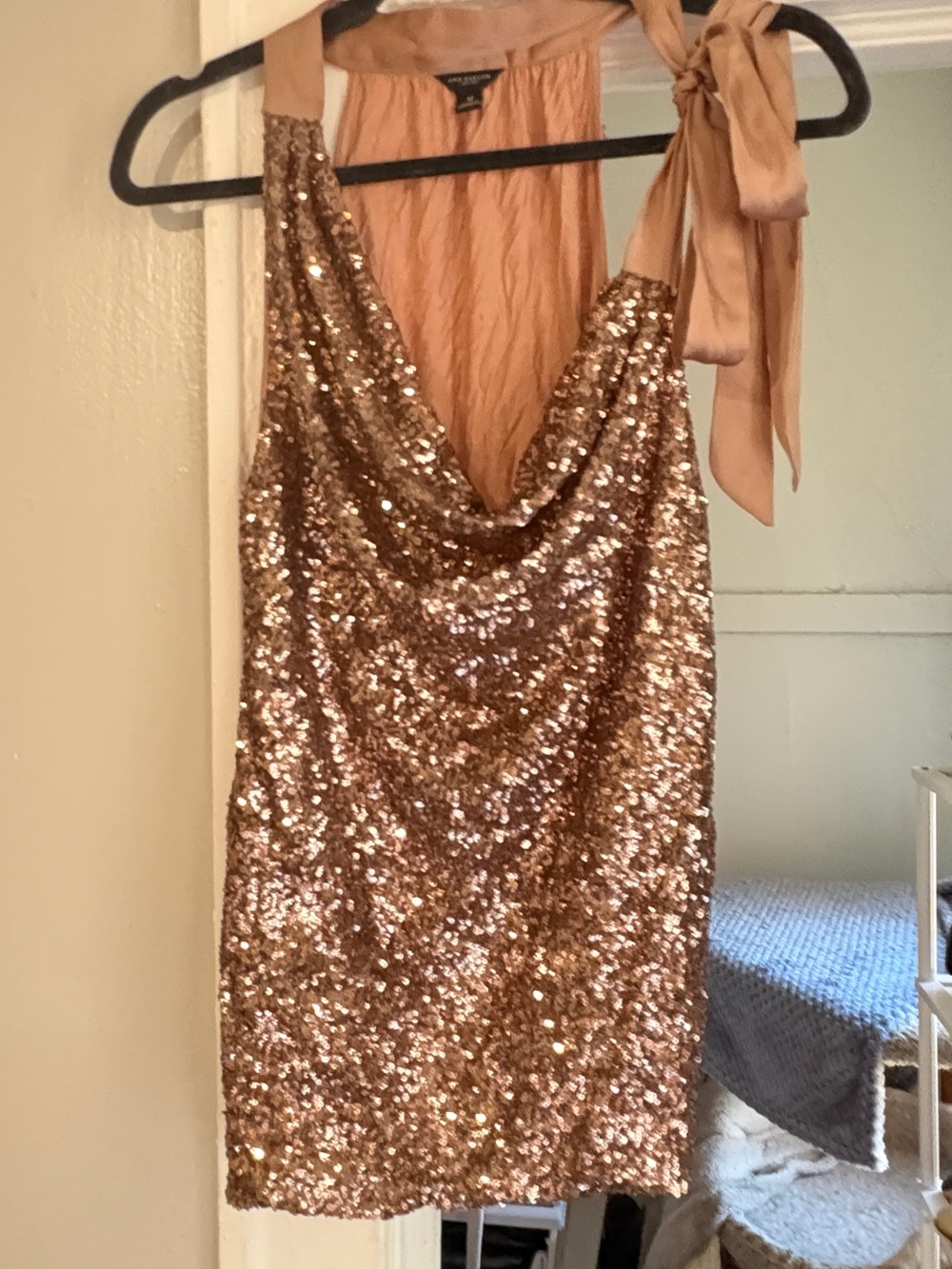 Ann Taylor Blush Pink Sequin Halter Dress - Picture 1 of 4